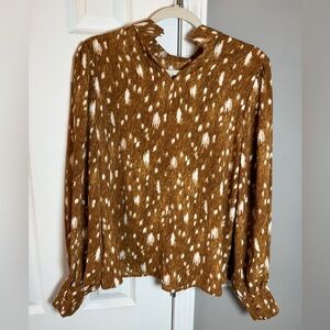 Express Brown and White Patterned Blouse